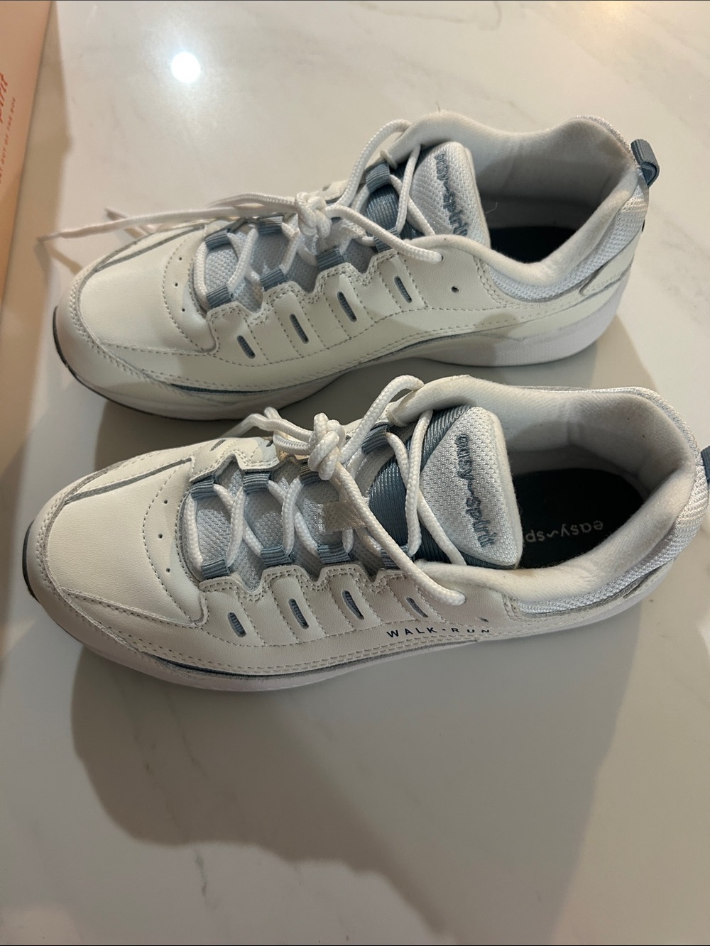 Easy Spirit White and Light Gray Women's Sneakers